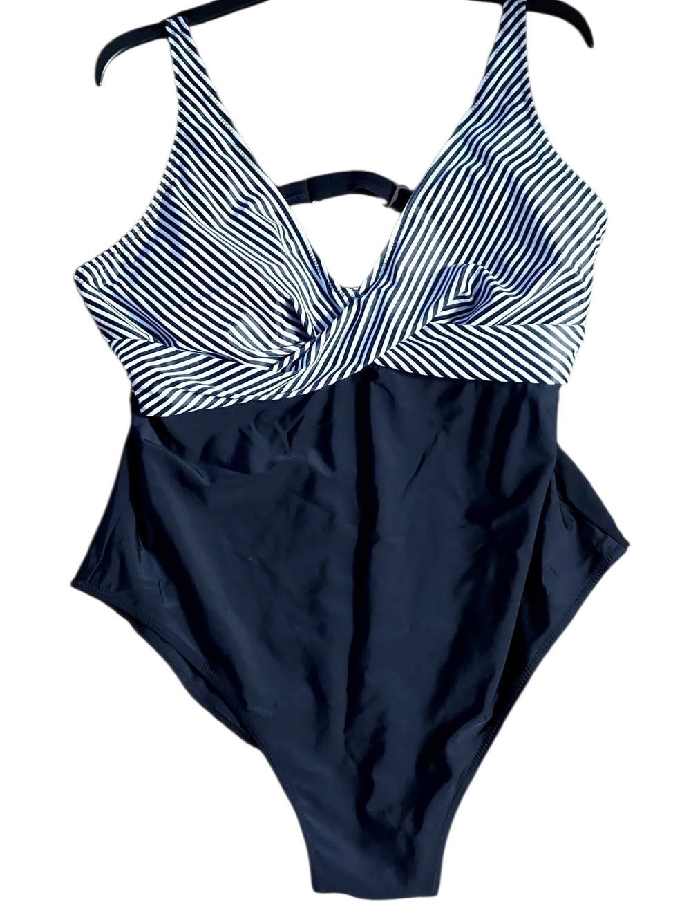 Source Unknown Black and White Striped One-Piece Swimsuit